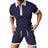sutelang lurryly Poloshirt mit kurzen Ärmeln, für Herren, Strand-Shorts, 2-teilig, elegant und schick, Golf-Set, Jogging, Trainingsanzug, Casual, Sport, Suit, Dunkelblau, M