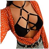 Dorical Damen Dessous reizvoller Art- und Weisedamehalter-elastischer Käfig-reizvoller Strappy Bustier BHS Harness Elastische Sexy Body Cage BH Halter Crop Top (Small, Schwarz-J)