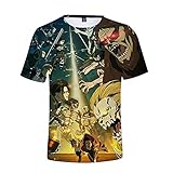 YZJYB Attack on Titan Herren T-Shirt Kurze Hülsen 3D Bunte Druck Levi·Ackerman Loose Fit Lässige Kurzarm Hemden Bluse Kurzarmshirt Für Anime-Partys,Multi Colored,XX~Larg