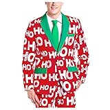 ROERDTRY Weihnachtsblazer mit Zwei Knöpfen Blazer Weihnachten Kostüme Mustern Mehrfarbig Herren Herren Party Anzug Jacke Sakko Jackett Festliche mit Lustigen für H