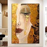 AGjDF Gustav Klimt Träne5D DIY malen nach Zahlen Kinder Erwachsene_Vorgedruckt Leinwand_Ölgemälde Geschenk für Erwachsene Kinder Kits Home Haus Dekor_40x60