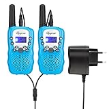 Upgrow RT-388 Walkie Talkie Funkgerät für Kinder mit Wiederaufladbaren Akkus, Funkhandy Kinder Funkgerät, 8 Kanle mit LCD-Display, Reichweite bis zu 2-3 Km(Blau)