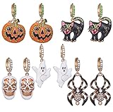 Miugwp 5 Paar Halloween Drop Dangle Ohrring Set Kürbis/Spider/Geist/Schädel/Schwarze Katze Ohrstecker für Frauen Mädchen Party Dress Up