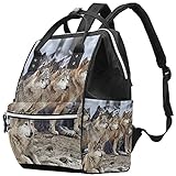 WJJSXKA Rucksäcke Wickeltasche Laptop Notebook Rucksack Reise Wandern Tagesrucksack für Damen Herren - Wölfe im S