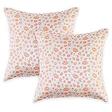 HARORBAY Throw Pillow Covers Dekorative Kissenbezüge, Kissenbezüge, 45 x 45 cm, Jacquard Floral Patternorange, 2er Pack, Orang