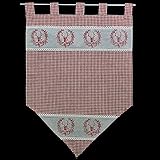 tischdecken-iris-shop GARDINEN Hossner Gardine Scheibenhänger Scheibengardine Landhaus Weinrot Beige Kariert Spitze Hirsch (Scheibenhänger 40x90 cm)