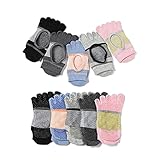 FZSECRIU Zehensocken, 5 Paare Ballerina socken damen, Geeignet für Yoga, pilates, tanec, bary, fitness a trampolíny, Antirutschsock