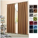 heimtexland ® 2er Set Verdunkelungsvorhang Kräuselband Vorhang Blickdicht Thermo Verdunklungsgardine Verdunklung Gardine Typ139 Camel-Braun HxB 245x135 cm 2 Stück