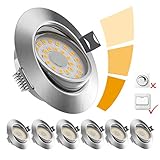 6x LOFTer LED Einbaustrahler ultra Flach LED Spots 230V Warmweiß 500LM LED Einbaustrahler Schwenkbar 3 stufe Dimmbar LED Spot IP44 für Wohnzimmer, Badezimmer, Bü