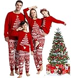 Oriental eLife Family Christmas Pjs Passende Sets, Weihnachtspyjamas, Weihnachtspyjamas für die Familie, Xmas Printed Long Sleeve Tops Nachtwäsche für Mama Pap