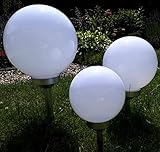 Kugelleuchte Gartenkugel 3er Set 30,25,20cm Kugel Garten Kugellampe Solar LED