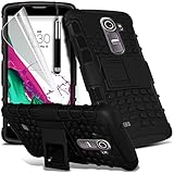 ONX3® ( Black ) LG G4C Hülle Abdeckung Cover Case schutzhülle Tasche Custom Made Tough Survivor Fest Rugged Shock Proof Heavy Duty Case W / Back-Stand, LCD-Display Schutzfolie, Poliertuch und Mini-versenkbaren S