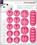 PERFORMORE 16 Stück Kabel-Clips, Kordel-Organizer, rosa selbstklebende Kordel-Halter für Kabel-Management, Mehrzweck-Kabel-Ladegerät, Organizer Clips für Zuhause, Büro, Auto und Schreib