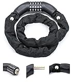 Wheels of Amsterdam, Fahrradschloss Sicherheitsstufe sehr hoch, Kettenschloss 90cm gehärtete Stahlkettenglieder, massives Zahlenschloss für Motorrad und Ebike, Fahrradschloss Zahlen Code 5-stellig