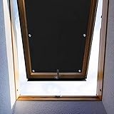 KINLO Thermo Sonnenschutz Dachfensterrollo für Dachfenster CK04 ohne Bohren Verdunklungsrollo Rollo UV Schutz mit Saugnäpfe, Schwarz 38 x 75