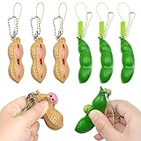 6 Stück Squeeze Bean Schlüsselanhänger Niedlich Rucksack Anhänger Ornament Erbsen Bohnen Keychain Hängender Cartoon-schlüsselbund Drücken Eine Bohne Für Kreative Autoteile Schlüsselanhänger Anhäng