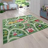 Paco Home Kinder-Teppich Für Kinderzimmer, Spiel-Teppich Mit Landschaft und Pferden, In Grün, Grösse:120x160