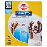 PEDIGREE DentaStix Daily Dental Chews für mittelgroße Hunde, 105 Stück (15x7 Stück)