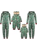 Familien-Schlafanzug mit Kapuze, passende Sets für Weihnachten, Rentier, einteilig Gr. Medium, Grünes H