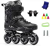 KMILE Rollschuhe im Freien Inline Skates, Anfänger Rollschuhe, Erwachsene Professionelle Einzelreihe Skating Schuhe Fancy Inline Skates (Color : Black, Size : EU 37/US 5/UK 4/JP 23.5cm)