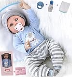 ZIYIUI Reborn Baby Puppe Junge 22 Zoll 55cm Lebensecht Weiches Silikon Vinyl Realistisch Handgemachte Reborn Baby Junge Beste Geburtstagsgeschenke Reborn T