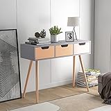 HANTURE 40 Holz Schreibtisch mit 3 Schubladen Modern Einfacher Computertisch Schreibtisch mit geräumigem Desktop Wohnzimmer Konsole Tisch Arbeitszimmer Arbeitsstation für Home O