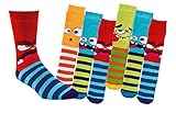 TippTexx 24 6 Paar Kinder Thermo Stoppersocken, ABS Socken für Mädchen und Jungen, Ökotex Standard, Strümpfe mit Noppensohle, viele Muster (Lustige Monster, 19-22)