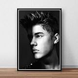 Leinwanddrucke Poster ,Justin Bieber Poster Benutzerdefinierte Leinwand Poster Sänger Musik Poster Drucke Wandkunst Leinwand Kunst Bar Cafe Wohnzimmer Dekor Geschenk ,50X70Cm Ohne Rahmen Bild,Ph-1289