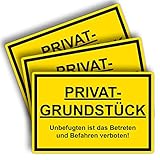 3 Stück XXL Privatgrundstück Unbefugten ist das betreten und befahren verboten Schild 40 x 30 cm aus Stabiler PVC Hartschaumplatte 5 mm Achtung Privatgrund Schild mit UV-Schutz von STROBO