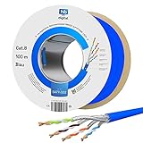 HB-DIGITAL 100m Cat. 8 Netzwerkkabel Verlegekabel Installationskabel B2Ca Datenkabel Innen-∅ 0,6 mm Ethernet LAN Kabel bis zu 40 Gbit/s Kupfer S/FTP max. 2000 MHz PIMF LSZH Halogenfrei AWG 22/1 b