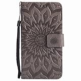 Yiizy Handyhülle für Huawei Honor Holly 3/Y6 II Hülle, Sonnenschein Entwurf PU Ledertasche Beutel Tasche Leder Haut Schale Skin Schutzhülle Cover Stehen Kartenhalter Stil Schutz (Grau)