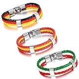 Aroncent Stylisches Armband Lederarmband Kordelarmband Fanartikel Fussball Weltmeisterschaft WM & EM Europameisterschaft 2016 Länder Style g