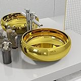 Gawany Waschbecken mit Überlauf Waschtisch Badezimmer Becken Waschbecken Waschschale Handwaschbecken 40 x 15 cm Keramik G