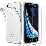 iPhone SE 2020 iPhone 8 iPhone 7 Hülle mit Panzerglas,[1 Hülle + 2 Panzerglas] Schutzhülle Schutzfolie Folie Glas TPU Silikon Case Cover Tasche Schale Weiche Transparent für iPhone SE 2020/8/7