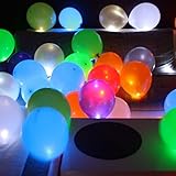 Trendario 15 LED leuchtende Luftballons - Bunt - schöne Ballons mit Licht Party, Geburtstag, Hochzeit, F