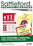 Sattleford Selbstklebendes Papier: 5 Klebefolien wetterfest A4 für Laserdrucker weiß (Selbstklebende Bedruckbare Folie)