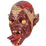 Halloween Maske,Walking Dead Vollkopfmaske,Clown Maske des Grauens aus Latex,Monster Maske,blutigen Zombiekopf für Halloween Kostümparty,Vollkopf-Zombiemaske - offener Mund ,ideal für Halloween (A)