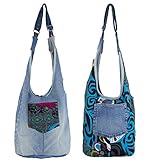 Sunsa Damen Tasche Umhängetasche, Groß Baumwolle/Jeans Hobo Bag, Crossbody Bags for Women, Schultertasche lässig Damentasche Boho Stoffbeutel, Geschenkideen für Frauen/Mädchen/Teenager 52395