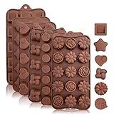 KITCHENATICS Silikonform zum Bonbons und Schokolade: Kleine Flexible Backformen aus Silikon für Harte oder Gummiartige Süßigkeiten, Tortenaufleger, Eiswürfel - Verschiedene Formen, 6er Pack