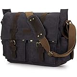 S-ZONE Vintage Canvas Leder Trim Abnehmbare Schulter Messenger Tasche Kameratasche f¨¹r DSLR SLR