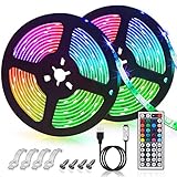 GLIME LED Streifen 6M Led Stripes RGB 5050SMD LED Bänder Lichtband mit 44 Tasten Fernbedienung 6 Modi 20 Farben dimmbar Led Strip für TV Beleuchtung, Schrank, Balkon, Haus Deko 2x3