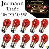 10x Jurmann PR21/5W 12V Original Rot Long Life Bremslicht Hecklicht Nebellicht vorne Halogen Ersatz Birne E-geprü