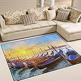 HJKGSX Wohnzimmer Teppich Sonnenuntergangslandschaft auf dem Schiff Teppich Kurzflor Modern Pflegeleicht Wohnzimmer Jugendzimmer Outdoor Teppich Camping Reise 160 x 230