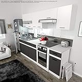 Küche 240cm von FIWODO® - ERWEITERBAR - günstig + schnell - Einbauküche Junona Line Set 240-4 Fronten wählbar (ANTHRAZIT GRAU/Weiss)