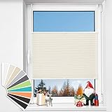 Diagor Plissee Klemmfix ohne Bohren, 100x130cm Beige, Faltrollo Plisseerollo mit Klemmträger, Blickdicht Easyfix lichtdurchlässig Rollo, Jalousie Rollos für Fenster & Tür, Sichtschutz S