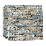 DLMSDG 3D Fliesenaufkleber, DIY wasserdichte Selbstklebende Wandaufkleber, Schaum-Wandfliesen In Steinoptik Wanddekoration Wandpaneele, 70x77cm.(Color:Grey Blue,Size:10pcs)