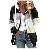 HHOP Damen Oversize Weste Quicksilver Damen Mantel schwarz Damen Damenweste lang Teddy Mantel Damen Winter Sweatjacken Damen Regenjacke Mantel Damen Herbst lang