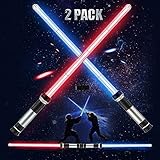 Settoo 2 Stücke Led Lichtschwert Kinder, 2 in 1 Laserschwert Star Wars Lightsaber mit Licht Und Sound, Kinder Erwachsene Spielzeug Geschenk Requisiten für W