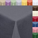 Textil Tischdecke Leinen-Optik 160cm rund mit Fleck-Schutz grau *abwaschbar* Farbe wählb