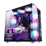 WSNBB ATX Mid Tower PC-Gaming Pc Gehäuse, Desktop-Computergehäuse, Glas 360 Wassergekühltes Gaming-E-ATX-Motherboard, 417 * 280 * 427mm (Color : Black)
